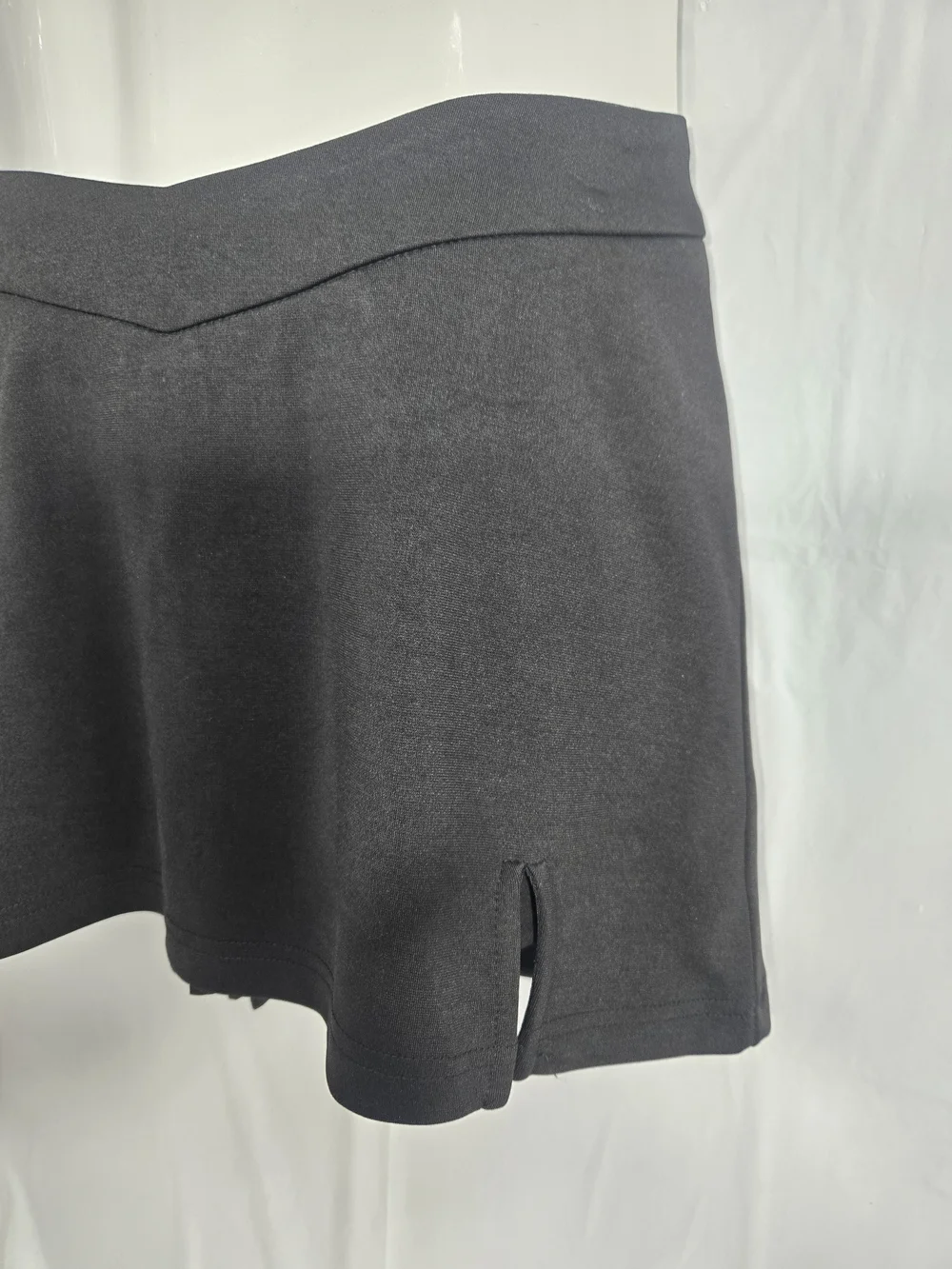 Cider Black V-Waist Mini Skirt with Short Under